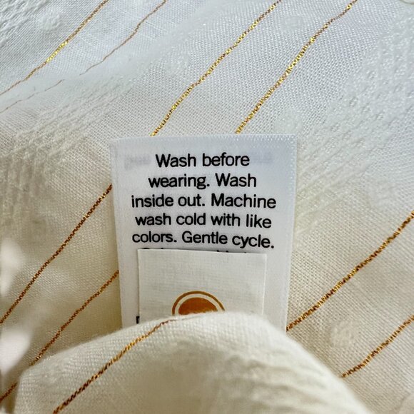 Croft & Barrow Womens XL White Gold Striped Textured Button-Front Blouse - Picture 15 of 16